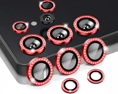 Produktbild von Kamera Linsenschutz Glas Set mit Schmucksteinen für Samsung Galaxy S25 Ultra Schutzglas Camera Linse Panzerfolie 9H Rot