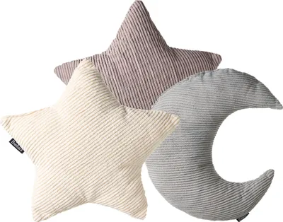 Zdjęcie produktu dla BELIANI Komplet 3 poduszek kolorowy sztruks dla dzieci księżyc gwiazdka 35 x 30 cm i 35 x 35 cm ozdoby akcesoria do pokoju dziecięcego