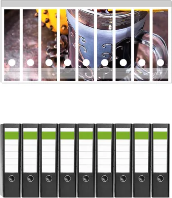 Produktbild von Wallario 9 Stück breite Ordner inkl. Klebeetiketten mit Motive Weihnachtlicher Glühweingenuss -  Set mit Rückenschildern / Ordnerrücken Stickern