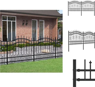 Image de vidaXL Clôture de jardin avec pointes de lance Noir 140 cm Acier - Panneaux de clôture