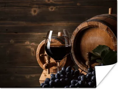 Produktbild von MuchoWow® Poster Wein - Weinglas - Weintrauben - Glas 120x90 cm - Wandbild