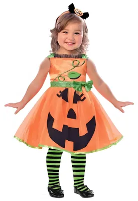 Immagine prodotto di Costume da zucca per bambini Halloween arancione-nero-verde