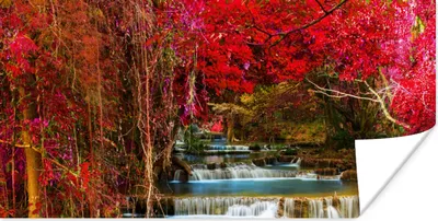 Produktbild von MuchoWow® Poster Wasserfall - Rosa - Bäume 40x20 cm - Poster für die Wand - Poster Schlafzimmer