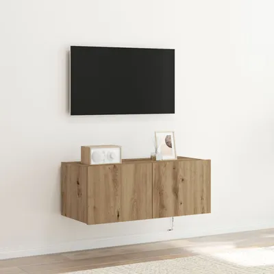 Produktbild von Möbel TV-Wandschrank mit LED-Leuchten Artisan Eiche 80x35x31 cm - TV-Schränke 863106