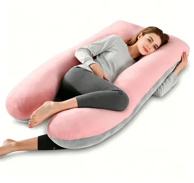 Produktbild von Schwangerschaftskissen in U-Form - 145 x 70 cm - Samt - Rosa