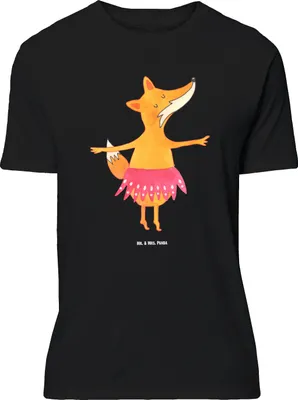 Produktbild von Mr. & Mrs. Panda Tshirt Fuchs Ballerina - Schwarz - Geschenk, Oversize T-Shirt, Tanzen, Geburtstag, Shirt, mit Spruch, Füchse