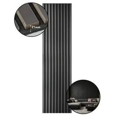 Obrázok produktu pre LP Projekt Drevený nástenný panel 150 x 40 cm | Moderný 3D akustický panel do interiérov a kancelárií | Dekoratívny nástenný panel v čiernom dubovom dekore, vhodný na dekoratívne obloženie stien