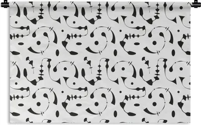 Produktbild von MuchoWow® Wandteppich Wandbehang Linienkunst - Abstrakt - Schwarz und Weiß - Muster 120x80 cm Tapisserie Dekoration Wandtuch - Wanddekorationen - Wandtücher