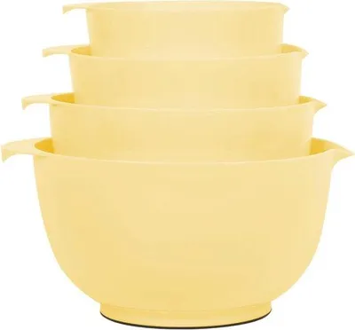 Zdjęcie produktu dla Zestaw plastikowych misek do mieszania, antypoślizgowych, nadających się do układania w stos, 4 sztuki (żółty)