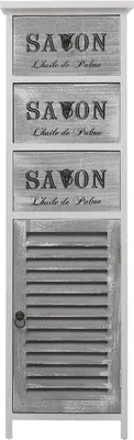 Image de Rebecca Mobili Étagère avec 3 tiroirs et 1 porte en bois, blanc et gris