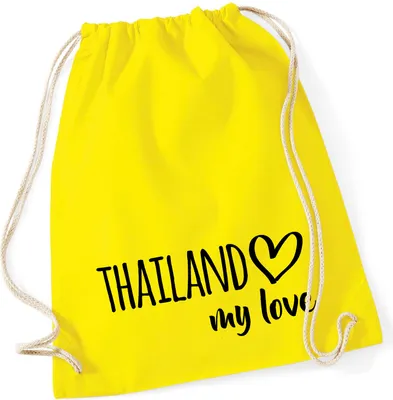 Produktbild von Huuraa Turnbeutel Thailand my love 12 Liter Yellow Baumwolle Rucksack Geschenkidee