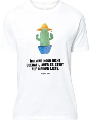 Produktbild von Mr. & Mrs. Panda Shirt Kaktus Hut - Weiß - Geschenk, Geschenkidee, Motivation, Kakteen, T-Shirt mit Spruch, Oversize, Reisen, Lustiges, Weltenbummler, Tshirt