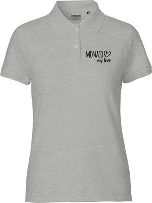 Produktbild von Huuraa Damen Polo Shirt Monaco my love XS Sport Grey Bio Baumwolle Fairtrade Poloshirt Geschenkidee