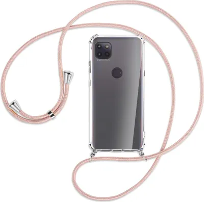 Produktbild von Handykette Backcover-Schutzhülle mit Band (Metall silberfarben) für Motorola Moto G 5G - roségold