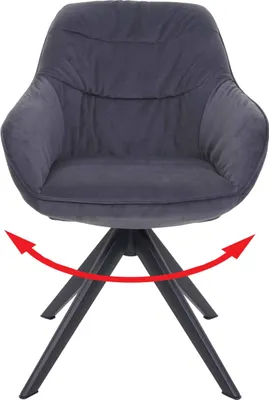 Produktbild von Esszimmerstuhl HWC-K28, Küchenstuhl Polsterstuhl Stuhl mit Armlehne, drehbar, Metall  Stoff/Textil grau