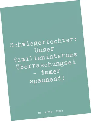 Produktbild von Mr. & Mrs. Panda Grußkarte Spruch Überraschungs-Schwiegertochter - Meeresbrise - Geschenk, Freude, Postkarte, Humor, Familie, Ansichtskarte, Postkarten, Schwiegereltern