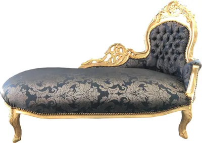 Produktbild von Casa Padrino Barock Chaiselongue Royalblau Muster / Gold - Recamiere Barock Möbel