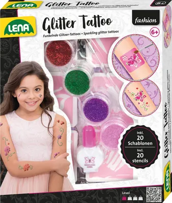 Produktbild von LENA Glitter Tattoo brokat do ciała w 4 kolorach 20 szablonów