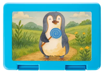 Produktbild von Mr. & Mrs. Panda Snackbox Pinguin Lolli Design - Weiß - Geschenk, Pinguine, Brotzeitbox, Lunchbox, Spruch, Bentobox, Heißhunger, Süßigkeiten, Naschen, Süß, Bento Box
