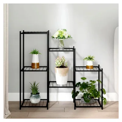 Produktbild von Blumenständer 83x25x80cm Schwarz Eisen für Gartenarbeit