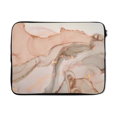 Produktbild von MuchoWow® Laptop Hülle 17 Zoll Laptoptasche Marmor - Rosa - Rosa - Zipper - Schutzabdeckung