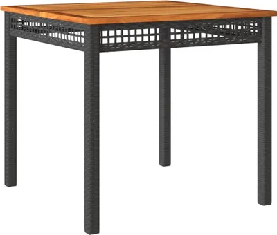 Produktbild von Gartentisch Schwarz 80x80x75 cm Poly Rattan Akazienholz