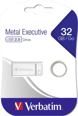 Obrázok produktu pre Verbatim Metal Executive, 32 GB, USB Typ-A, 2.0, Bez krytu konektora, 3,6 g, Strieborná