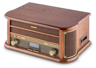 Produktbild von Auna Plattenspieler mit Lautsprecher, Retro Plattenspieler & DAB-Radio, Schallplattenspieler im Vintage Design, Schallplatten Vinyl Record Player mit 3 Geschwindigkeiten, AUX- und USB-Anschluss