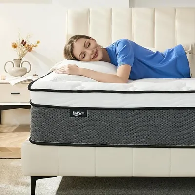 Obrázok produktu pre Matrac rozmery 200 x 200 cm, pružinový matrac H3, výška 31 cm, ortopedický vreckový pružinový matrac s vrstvou pamäťovej peny