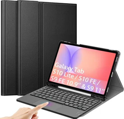 Produktbild von FINTIE Tastatur Hülle für Samsung Galaxy Tab S10 Lite/S10 FE/S9 FE 10.9" & S9 11" Tablet, Deutscher Tastatur mit Touchpad Magnetisch Abnehmbarer Keyboard Cover, Schwarz