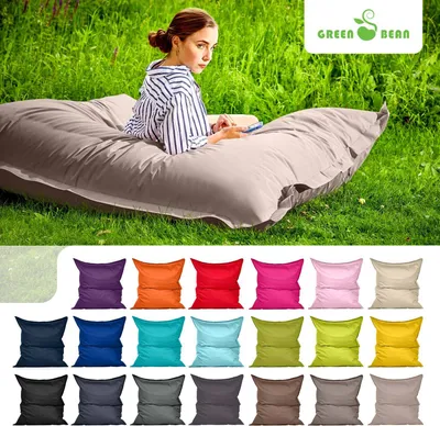 Produktbild von Green Bean® Indoor Sitzsack "Square" 120x160cm mit 270 Liter EPS Perlen Füllung - für Kinder & Erwachsene - Dunkelbeige