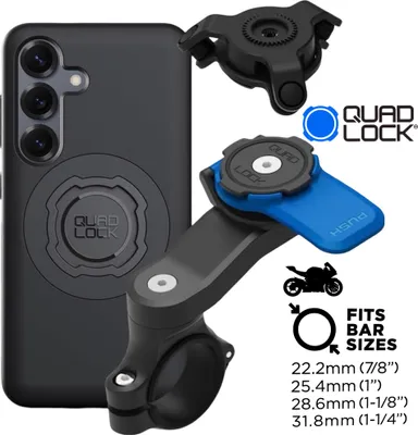 Produktbild von QUAD LOCK Motorrad Lenker Handyhalterung + Vibrationsdämpfer + MAG Hülle für Galaxy S25