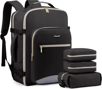Produktbild von LOVEVOOK Handgepäck Rucksack 40L Reiserucksack Damen Kofferrucksack 17 Zoll Laptop Schwarz+grau