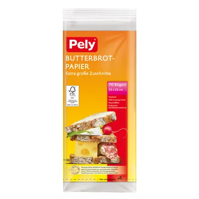 Produktbild von Pely Butterbrot Papier Extra große Zuschnitte Fettdicht 70 Stück