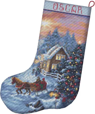 Produktbild von Letistitch Kreuzstich Set "Weihnachtsstrumpf Weihnachtsabend", Zählmuster, 24,5x37cm