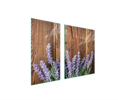 Immagine prodotto di Piastre copri fornelli 2 pezzi 90x52 Copri piano cottura in Vetroceramica tagliere in vetro legno di lavanda