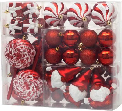 Produktbild von Kugeln MagicHome Weihnachten, Set, 47 Stk., rot, Mix, für Weihnachtsbaum