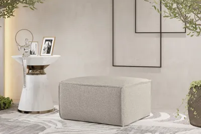 Produktbild von Polsterhocker Designerhocker CELES PREMIUM 65x65 cm Stoff Ascot Bukla Beige