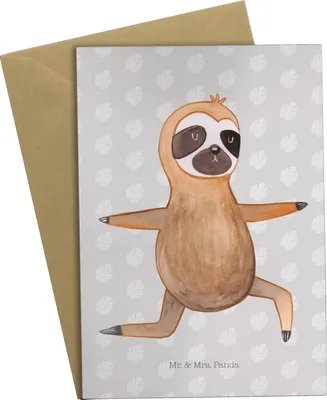 Produktbild von Mr. & Mrs. Panda valentinstagskarte Faultier Yoga - Grau Pastell - Geschenk, Yogaübungen, Entspannung, glückwunschkarten, einladungskarten, Namaste, babykarte, Meditation