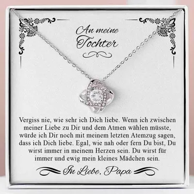 Produktbild von Halskette und Anhänger plattiert mit 14 Karat Weißgold mit Zirkonia-Kristallen & Geschenk Box für Damen - An meine Tochter - SARAH