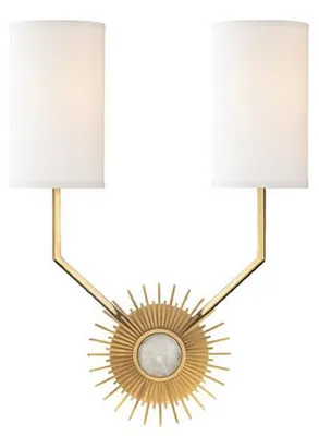 Produktbild von Casa Padrino Designer Wandleuchte Antik Messingfarben / Weiß 33,6 x 14,6 x H. 46,3 cm - Luxus Qualität