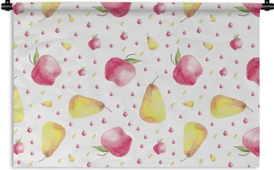 Produktbild von MuchoWow® Wandteppich Wandbehang Birnen - Äpfel - Aquarell 60x40 cm Tapisserie Dekoration Wandtuch - Wanddekorationen
