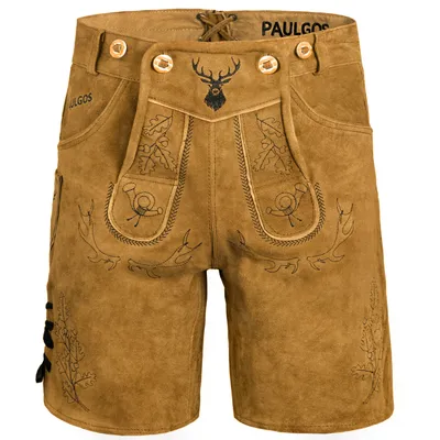 Immagine prodotto di Pantaloni corti in pelle tradizionali da uomo PAULGOS - HK5 - vera pelle - disponibili in 3 colori - taglia 44 - 60