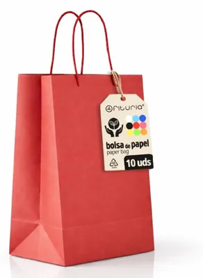 Obrázek produktu pro Sada 10 červených papírových sáčků s uchy pro dárky