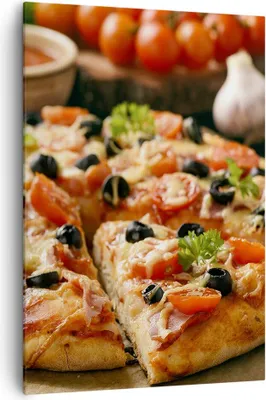 Produktbild von Bild auf Leinwand - Leinwandbild - Einteilig - Pizza Käse Tomaten - 70x100cm - Wand Bild - Wanddeko - Wandbilder - Leinwanddruck - Wanddekoration - Leinwand bilder - Wandbild - PA70x100-3907