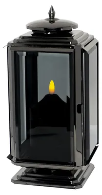 Zdjęcie produktu dla METALOWY LAMPION znicz ze stali nierdzewnej lakierowany przemysłowo ze szlifowanym szkłem i otwieranymi drzwiczkami
