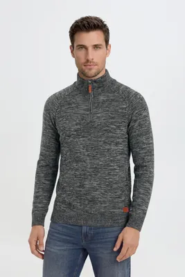 Produktbild von BLEND BHDanovan Herren Strickpullover Troyer Feinstrick Pullover mit Troyerkragen Reißverschluss Rippbündchen Baumwollmischung Regular fit, KI-generiertes Bild
