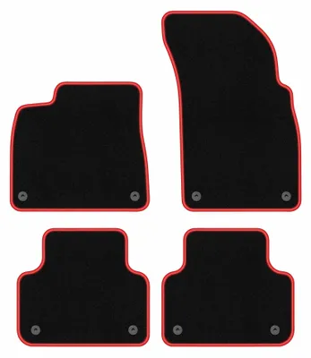 Produktbild von Velours-Fußmatten für Audi Q8 2018- (SUV) – 4-tlg, Schwarz/Rot, passgenau – Wielganizator CARLUX