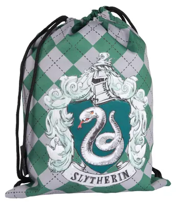 Produktbild von Harry Potter Turnbeutel - Slytherin Sportbeutel Rucksack Stoffrucksack mit Kordelzug Grau/Grün