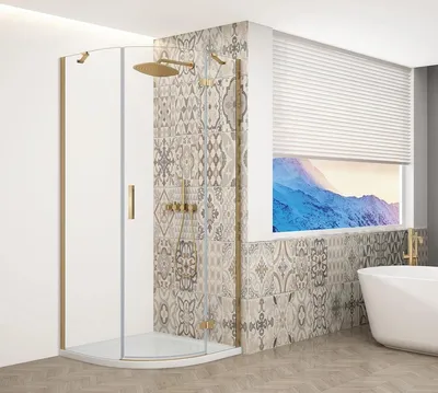 Obrázek produktu pro Gelco TRINITY GOLD MATT čtvrtkruhový sprchový kout 900x900mm, čiré sklo, pravé - GT6590CR-G